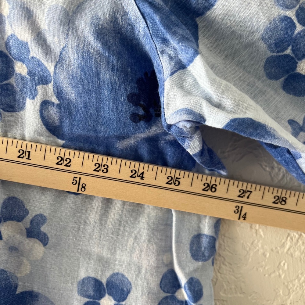 Harve Benard 2X Blue Floral Linen Cotton Tunic Shirt Long Sleeve Plus Size - Picture 7 of 7